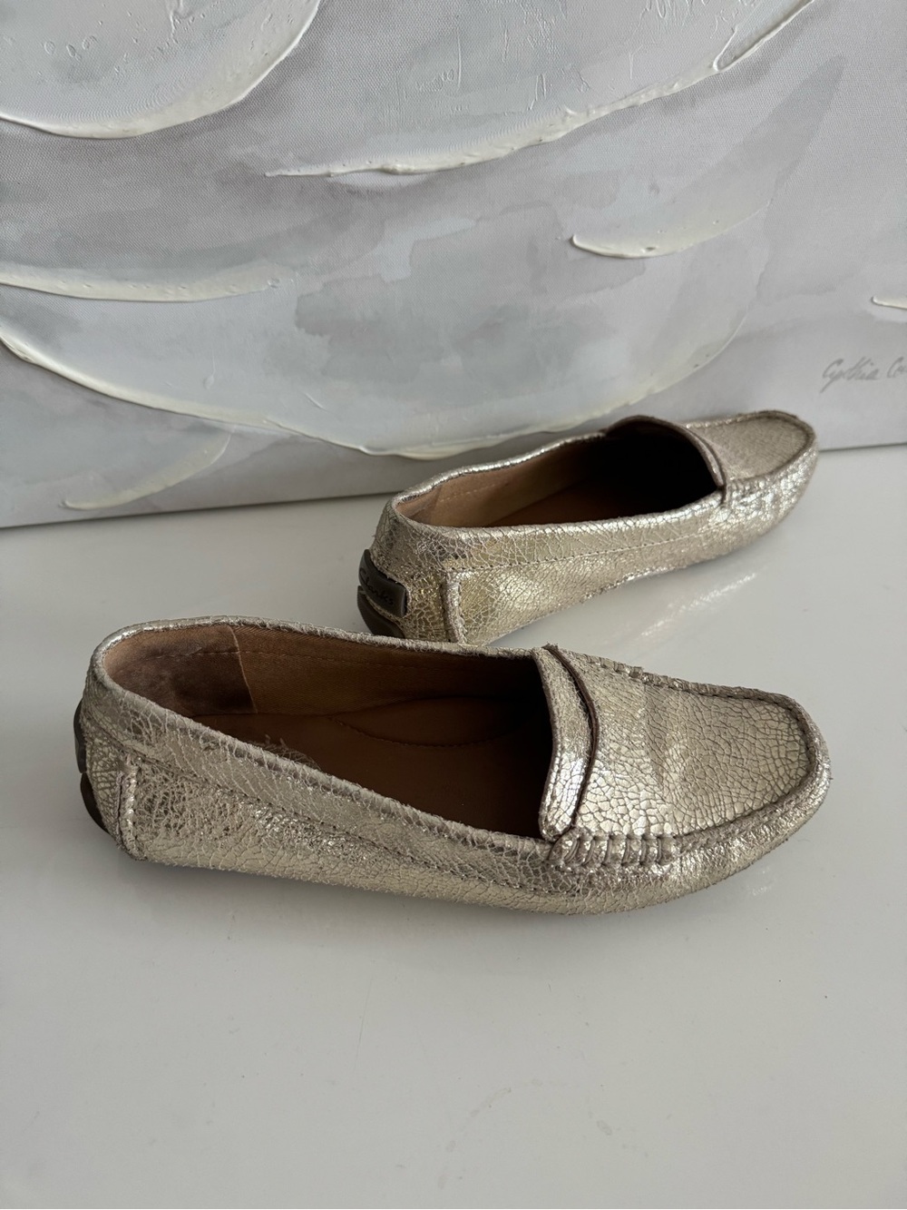 Clarks Metallic Gold Driving Loafers